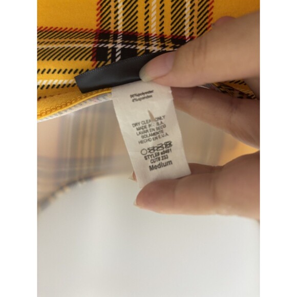 SEDUCTION WOMEN Y2K Bobycon tank Top Size M yellow plaid PREPPY GRUNGE FITTED - Picture 6 of 7